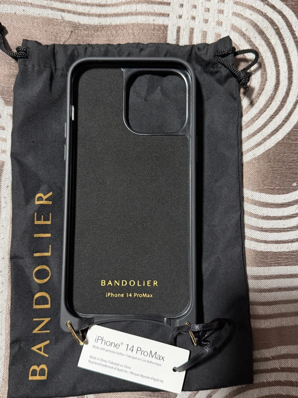 Bandolier Tan Phone Case with Purple & Red Hearts and Yellow Lightning Bolt